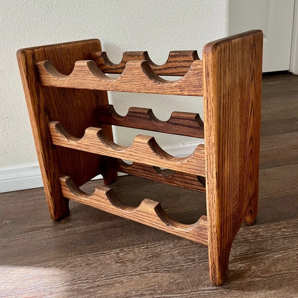 Vintage Teak Wood Mid-Century Wine Rack 9 Bottles Danish Modern 15/9/16 Inch